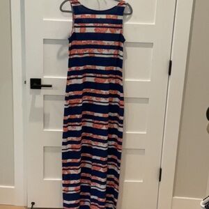 Tommy Bahama Blue and Orange Striped Maxi Dress